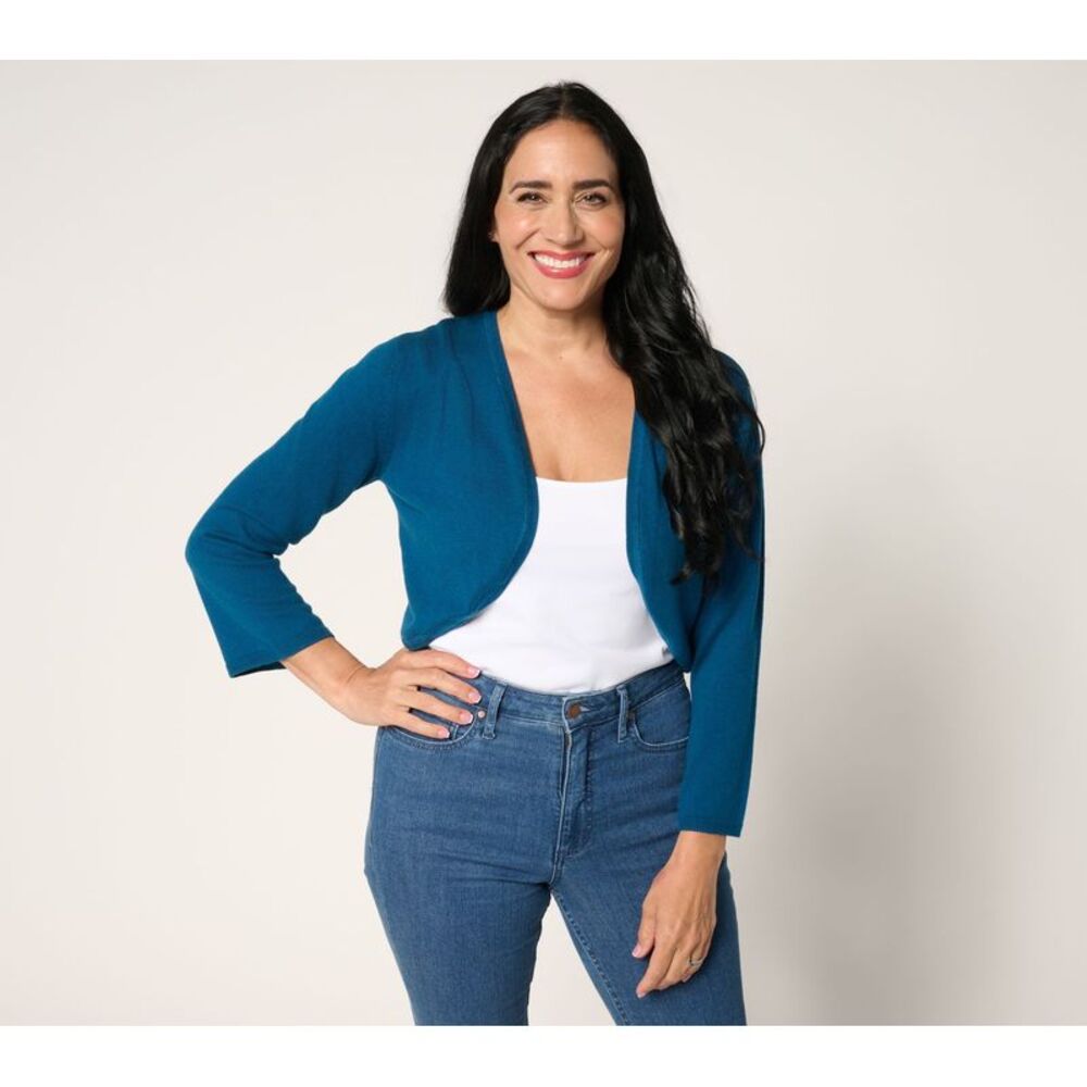 SUNNYLiFE Women's Top Sweater Sz 2XS (XXS) Essentials Bolero w Flare Blue